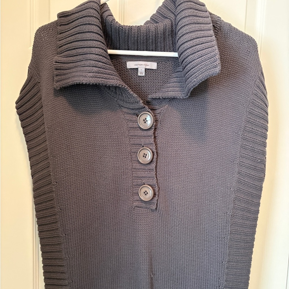 Classiques Entier Charcoal Cowl Neck Sleeveless Sweater